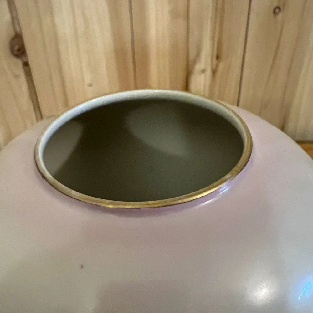 Hutschenreuther Germany Porcelain Vase Gold Floral Round Vintage Stained Rim 6